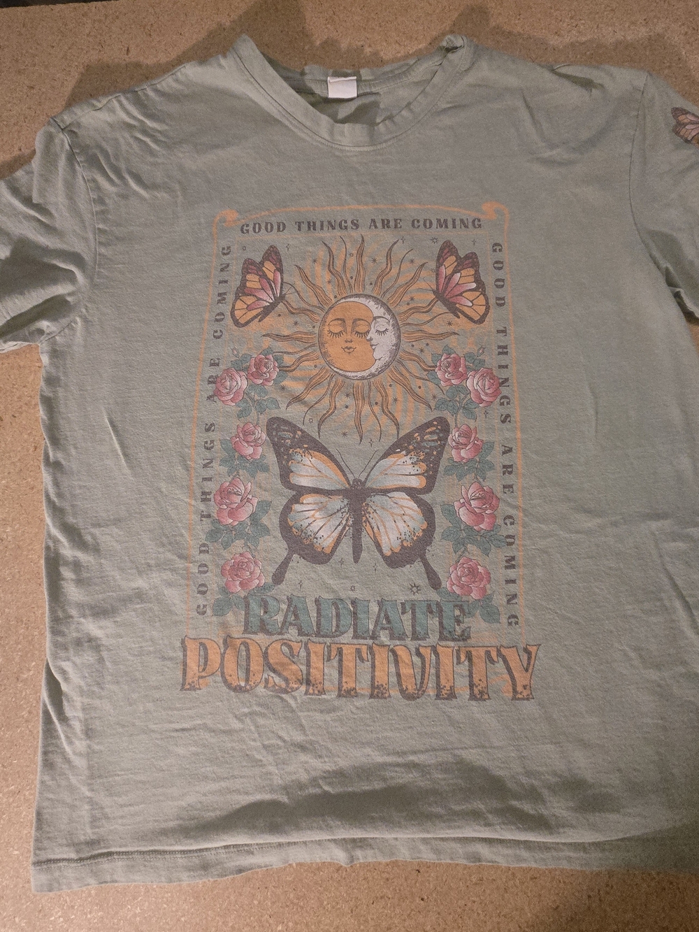 Radiate Positivity Graphic Tee - Sage Green
